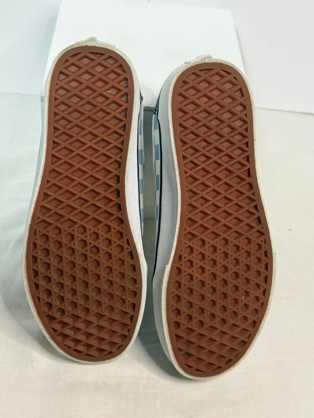 Vans Old Skool Blue Checkerboard Sneakers Black Suede Low Top Women's Size 7